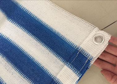 90% Light Blocked Mesh Netting For Balcony , Blue / White Strips Balcony Shade Net